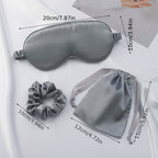 Three-piece sleep mask set with hair ties