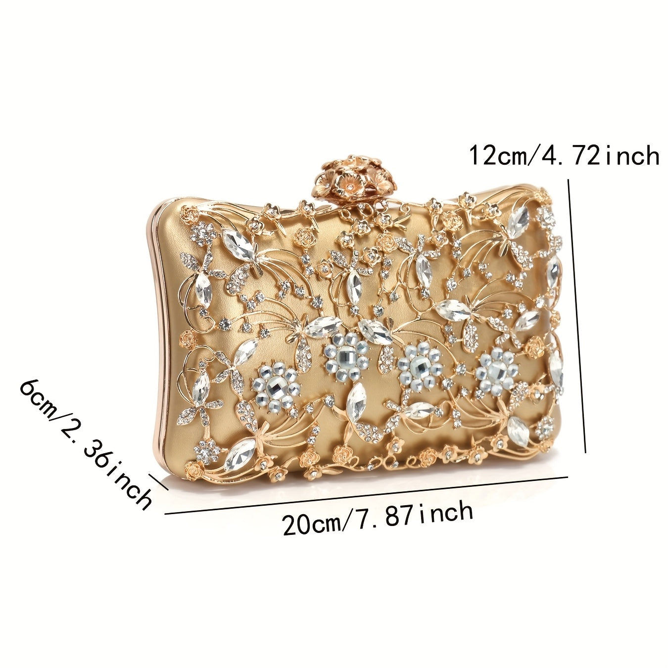 Elegant handbag decorated with rhinestones
