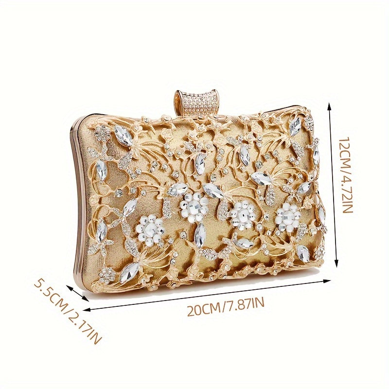 Sparkling evening bag with rhinestone embellishment