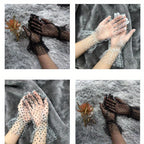 Transparent mesh gloves with polka dot pattern