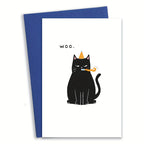 Birthday card with a cat – "WOO".