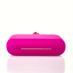 Metallic lycra clutch with lotus-shaped clasp