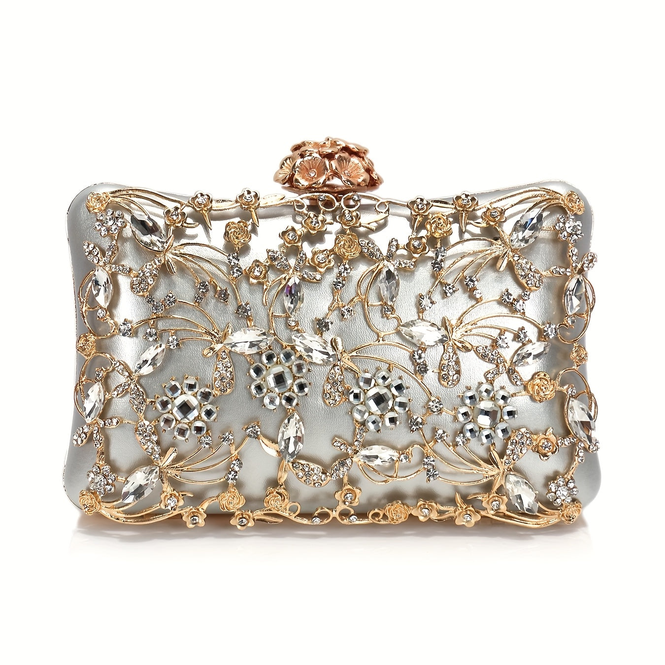Elegant handbag decorated with rhinestones