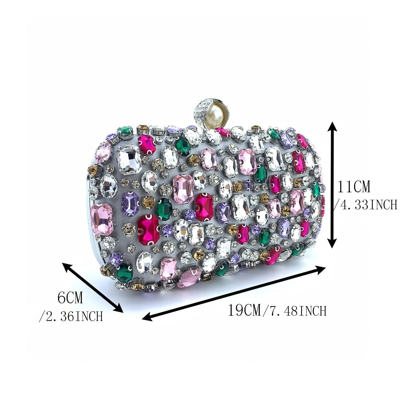 Luxurious clutch bag with rhinestones