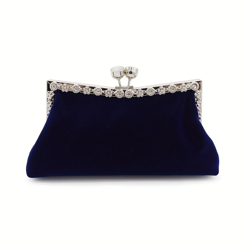 Solid-colored suede clutch with rhinestones