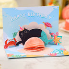 3D opening card with a cat and underwater world motif