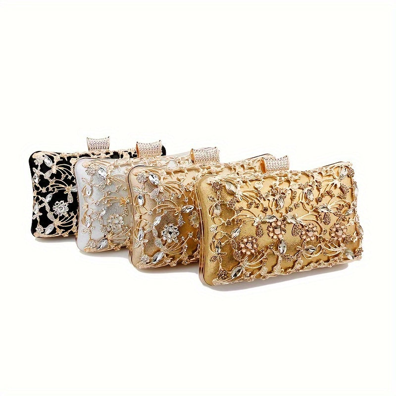 Sparkling evening bag with rhinestone embellishment