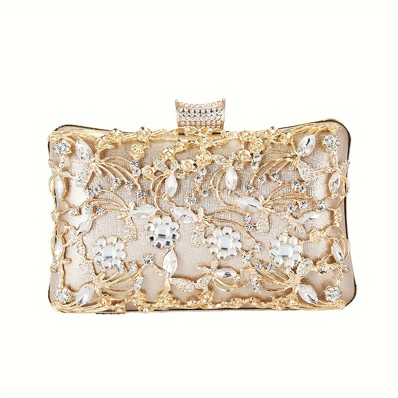 Sparkling evening bag with rhinestone embellishment