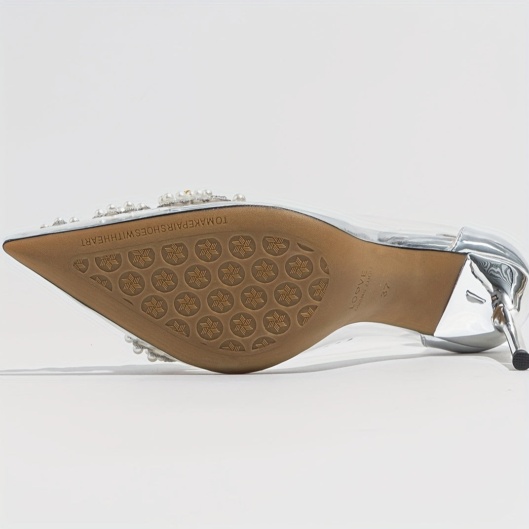 Unique high heels with pearl embellishment