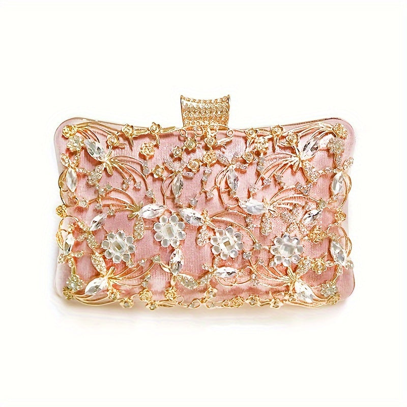 Sparkling evening bag with rhinestone embellishment