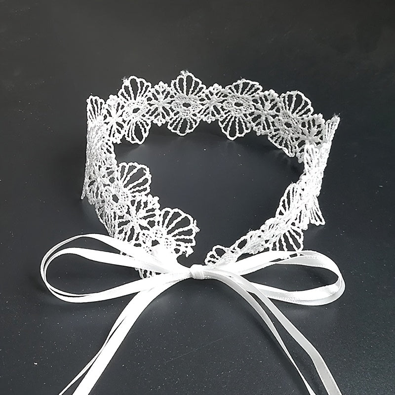 Lace necklace around the neck