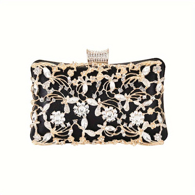 Sparkling evening bag with rhinestone embellishment