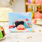 3D opening card with a cat and underwater world motif