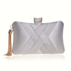 Women's elegant lightweight handbag with adjustable strap and chain with fringes