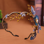 Embroidered floral headband with rhinestones