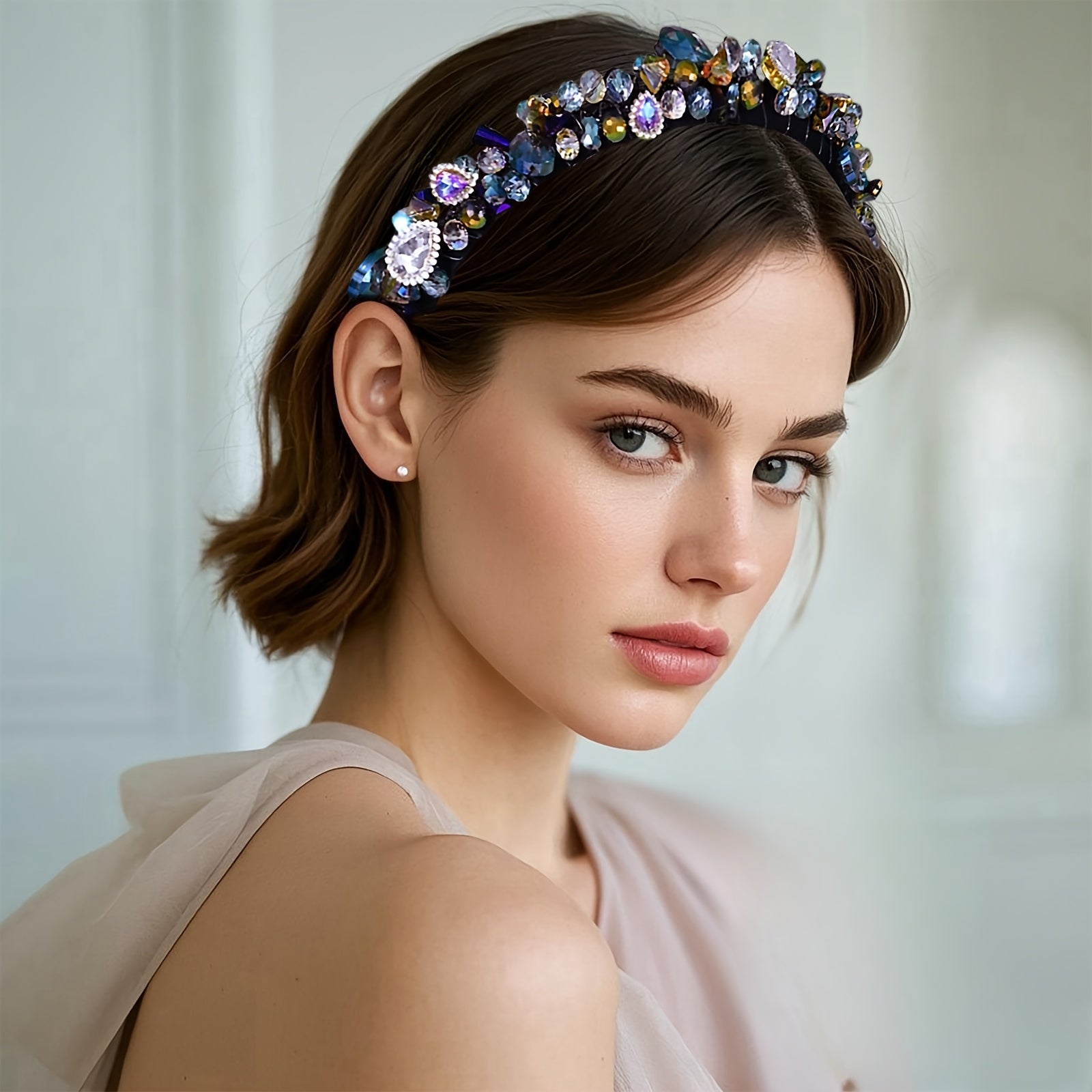 Elegantní čelenka s krystaly a kamínky