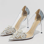 Unique high heels with pearl embellishment