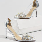Unique high heels with pearl embellishment