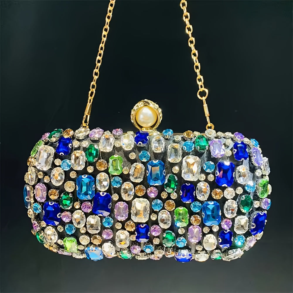 Luxurious clutch bag with rhinestones