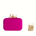 Metallic lycra clutch with lotus-shaped clasp