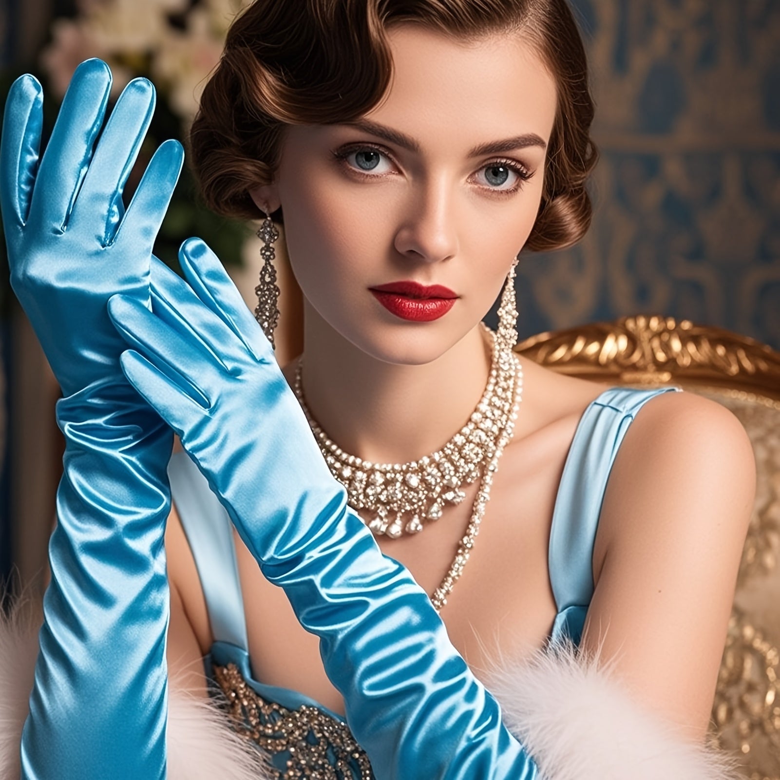 Women's long gloves in the style of the 1920s