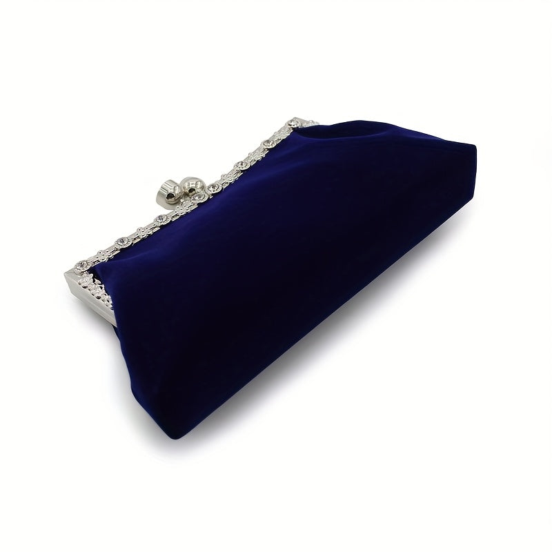 Solid-colored suede clutch with rhinestones