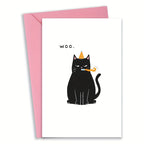 Birthday card with a cat – "WOO".