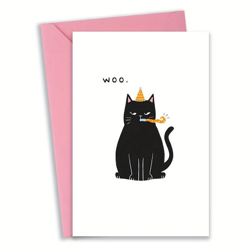 Narozeninové přání s kočkou – „WOO“.