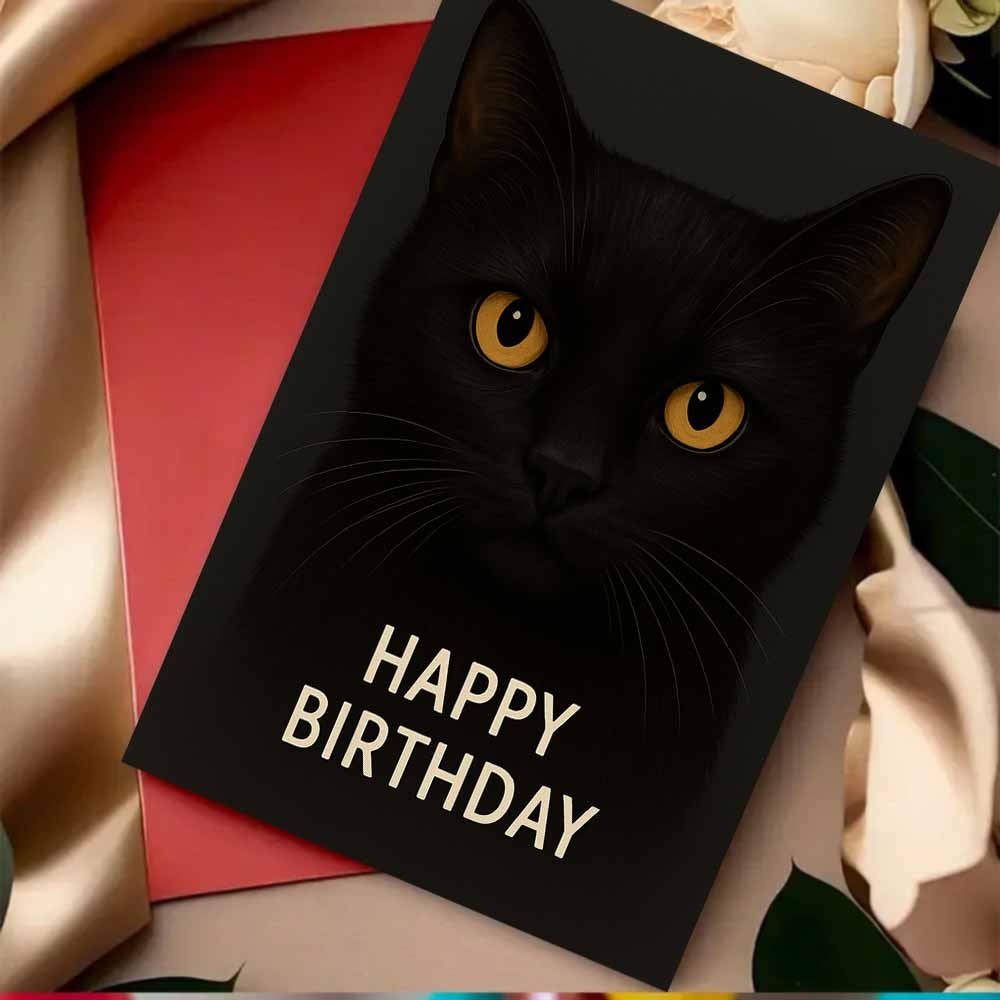 Greeting card with a cat motif