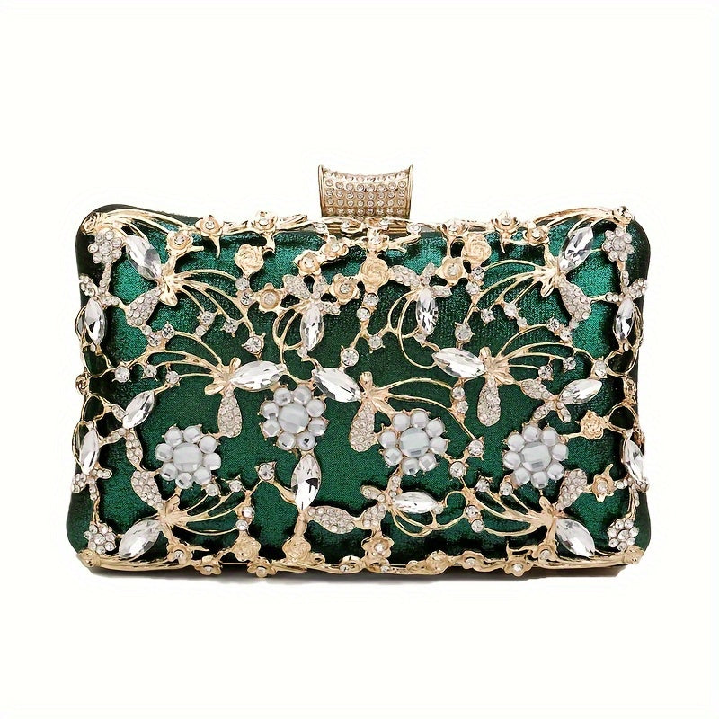 Sparkling evening bag with rhinestone embellishment
